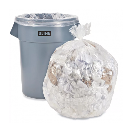 Uline Industrial Trash Liners - 75 Gallon, 2 Mil, Clear S-23677C